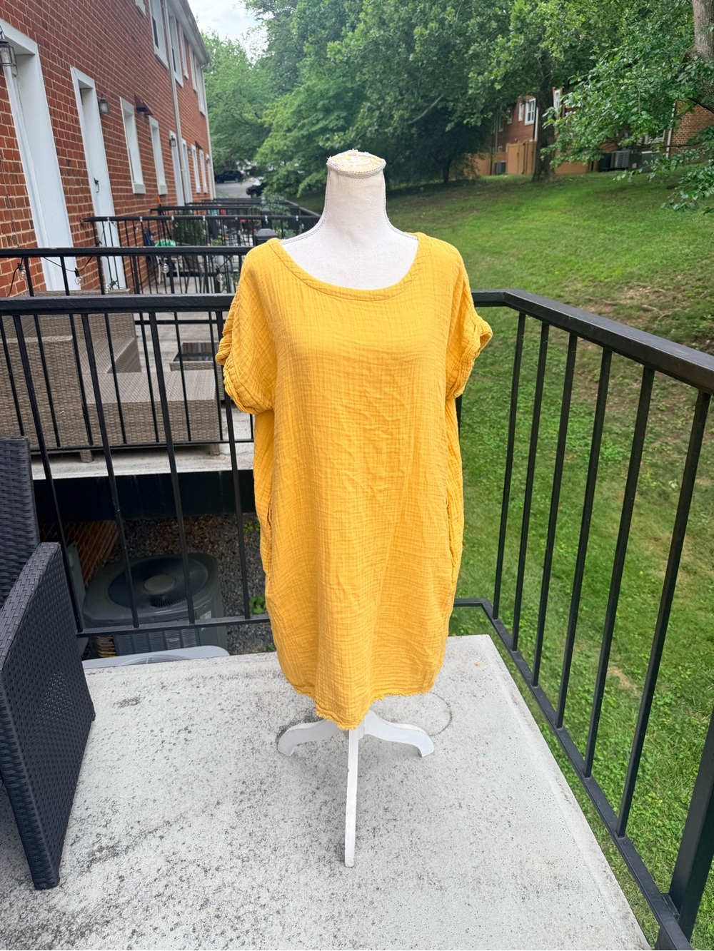 Eileen Fisher 100% Organic Cotton Gauze Shift Dress Size Medium - Picture 5 of 9